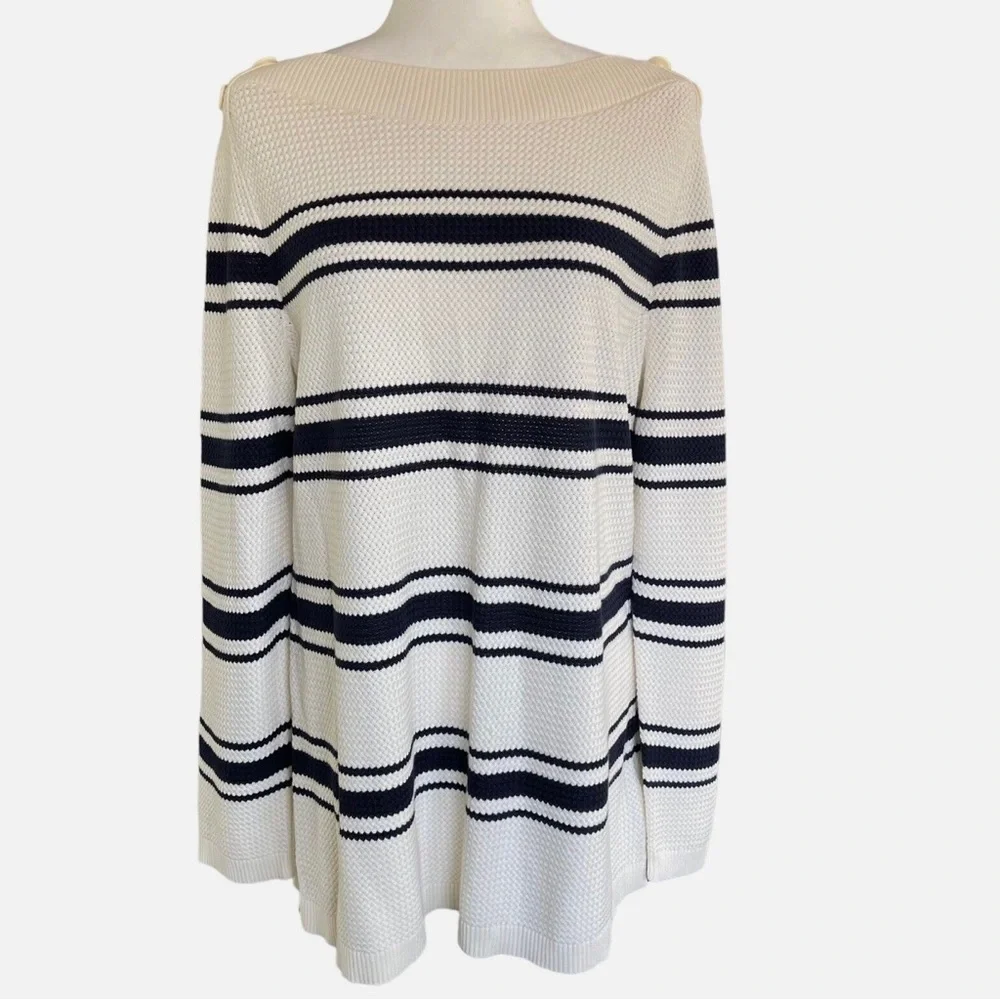 Talbots Boatneck Nautical Stripe Sweater Size 3X